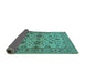 Sideview of Oriental Turquoise Traditional Rug, urb794turq