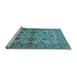 Sideview of Machine Washable Oriental Light Blue Traditional Rug, wshurb794lblu