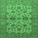 Square Machine Washable Oriental Emerald Green Traditional Area Rugs, wshurb794emgrn