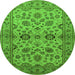 Round Machine Washable Oriental Green Traditional Area Rugs, wshurb794grn