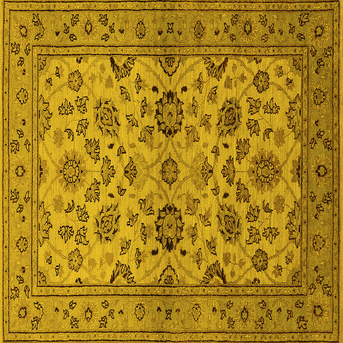 Square Machine Washable Oriental Yellow Traditional Rug, wshurb794yw