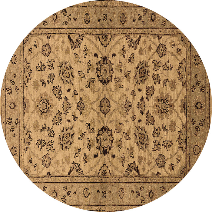 Round Oriental Brown Traditional Rug, urb794brn