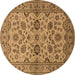 Round Oriental Brown Traditional Rug, urb794brn
