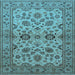 Square Machine Washable Oriental Light Blue Traditional Rug, wshurb794lblu