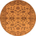 Round Oriental Orange Traditional Rug, urb794org