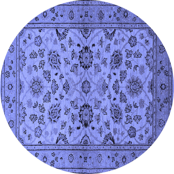 Round Oriental Blue Traditional Rug, urb794blu