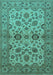 Machine Washable Oriental Turquoise Traditional Area Rugs, wshurb794turq