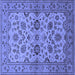 Square Machine Washable Oriental Blue Traditional Rug, wshurb794blu