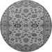 Round Machine Washable Oriental Gray Traditional Rug, wshurb794gry