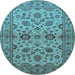 Round Oriental Light Blue Traditional Rug, urb794lblu