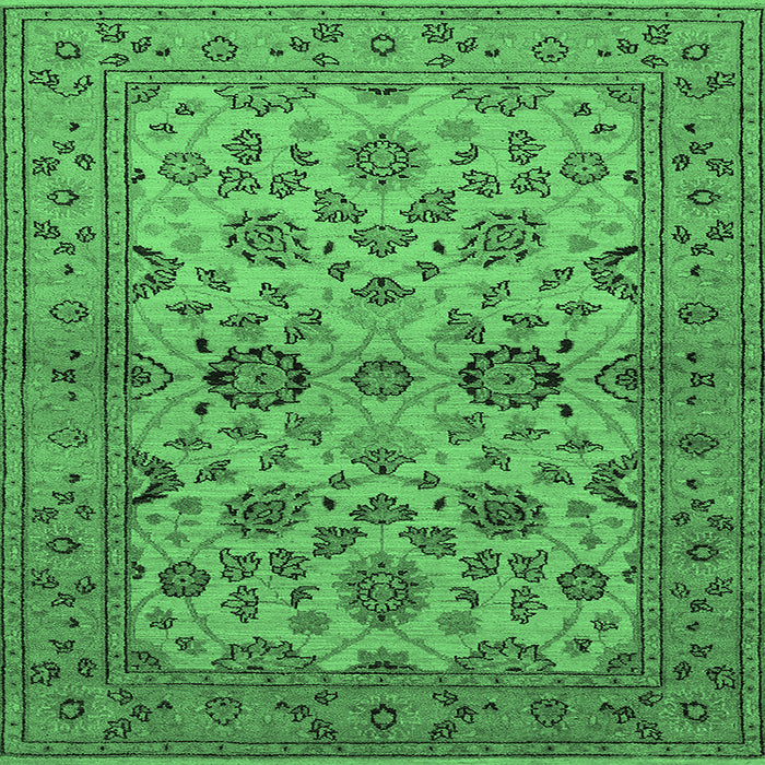 Square Oriental Emerald Green Traditional Rug, urb794emgrn