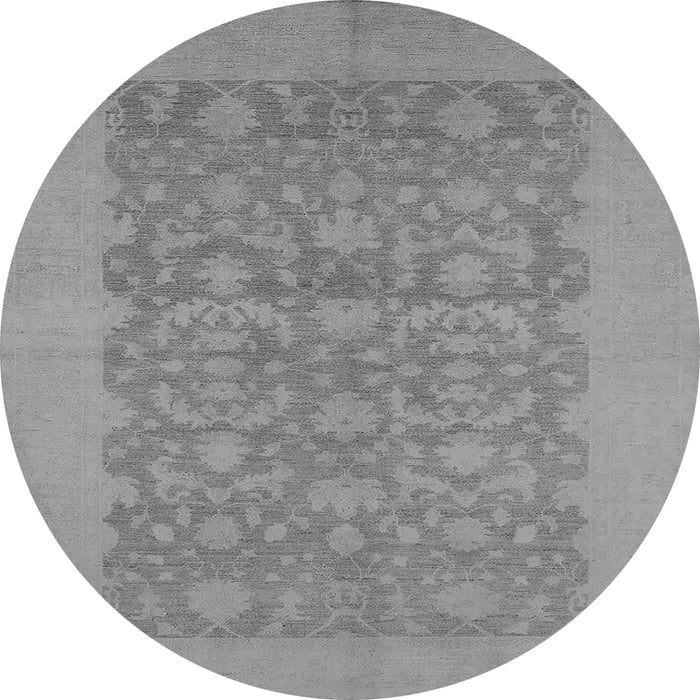 Round Machine Washable Oriental Gray Traditional Rug, wshurb795gry