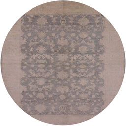 Round Mid-Century Modern Rose Purple Oriental Rug, urb795