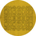 Round Oriental Yellow Traditional Rug, urb795yw