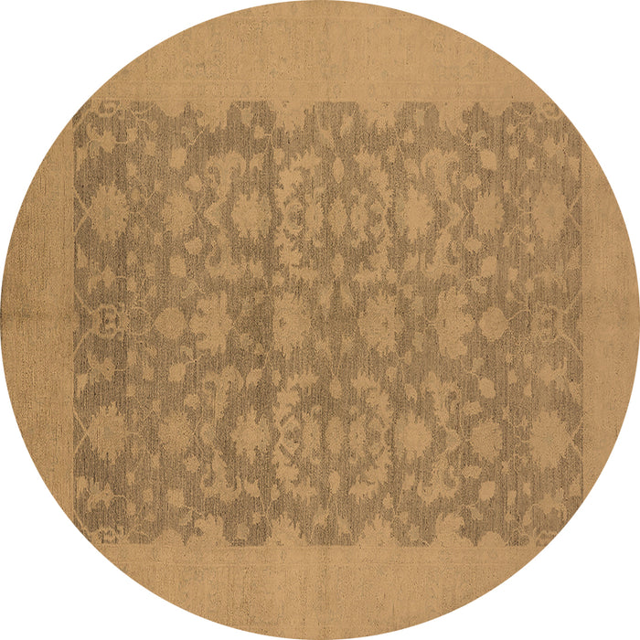 Round Machine Washable Oriental Brown Traditional Rug, wshurb795brn