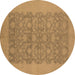 Round Oriental Brown Traditional Rug, urb795brn