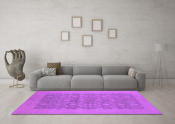 Machine Washable Oriental Purple Traditional Area Rugs in a Living Room, wshurb795pur