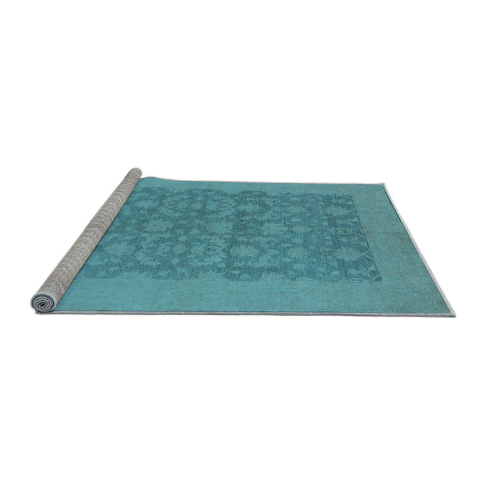 Sideview of Machine Washable Oriental Light Blue Traditional Rug, wshurb795lblu