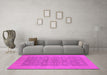 Machine Washable Oriental Pink Traditional Rug in a Living Room, wshurb795pnk