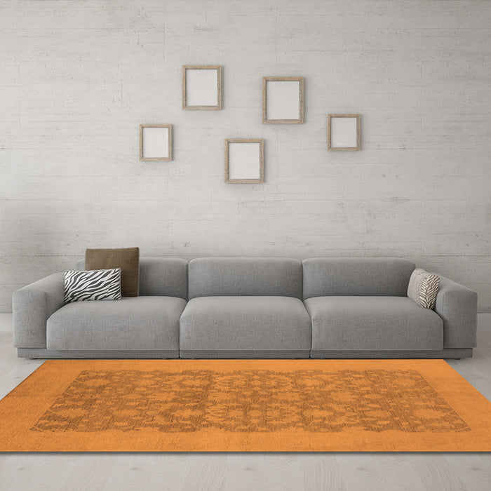 Machine Washable Oriental Orange Traditional Area Rugs in a Living Room, wshurb795org