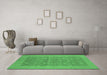 Machine Washable Oriental Emerald Green Traditional Area Rugs in a Living Room,, wshurb795emgrn