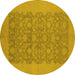 Round Machine Washable Oriental Yellow Traditional Rug, wshurb795yw