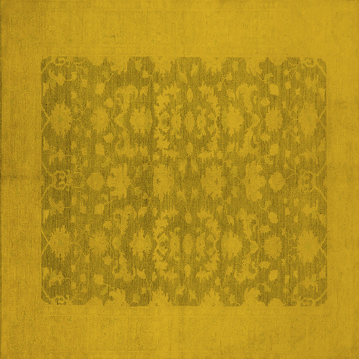 Square Machine Washable Oriental Yellow Traditional Rug, wshurb795yw
