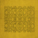 Square Machine Washable Oriental Yellow Traditional Rug, wshurb795yw