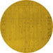 Round Machine Washable Oriental Yellow Traditional Rug, wshurb796yw