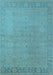 Machine Washable Oriental Light Blue Traditional Rug, wshurb796lblu