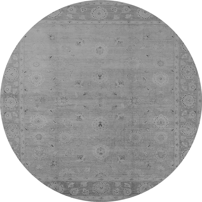 Round Machine Washable Oriental Gray Traditional Rug, wshurb796gry