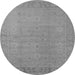 Round Machine Washable Oriental Gray Traditional Rug, wshurb796gry