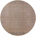 Round Mid-Century Modern Dark Almond Brown Oriental Rug, urb796