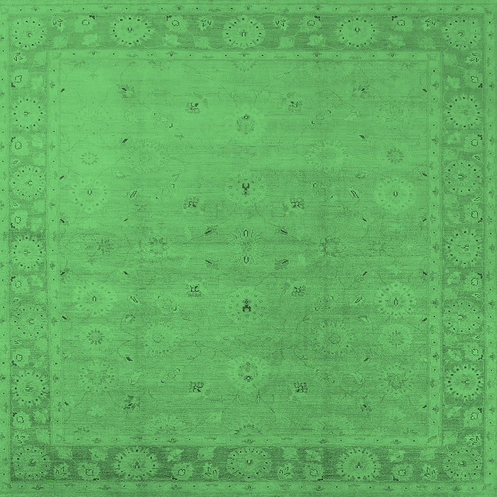 Square Machine Washable Oriental Emerald Green Traditional Area Rugs, wshurb796emgrn
