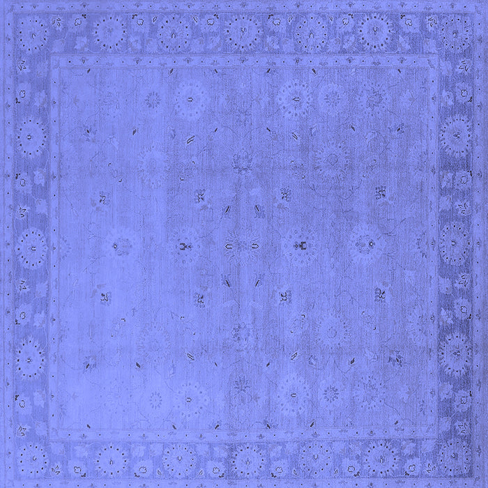 Square Machine Washable Oriental Blue Traditional Rug, wshurb796blu