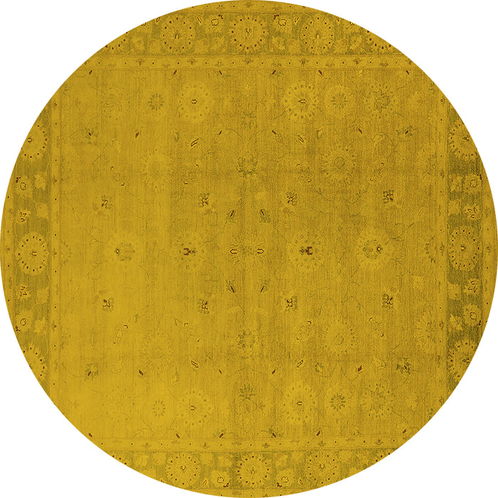 Round Oriental Yellow Traditional Rug, urb796yw
