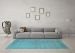 Machine Washable Oriental Light Blue Traditional Rug in a Living Room, wshurb796lblu