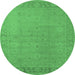 Round Oriental Emerald Green Traditional Rug, urb796emgrn