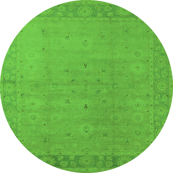 Round Oriental Green Traditional Rug, urb796grn