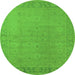 Round Oriental Green Traditional Rug, urb796grn