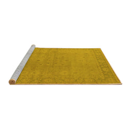 Sideview of Machine Washable Oriental Yellow Traditional Rug, wshurb796yw