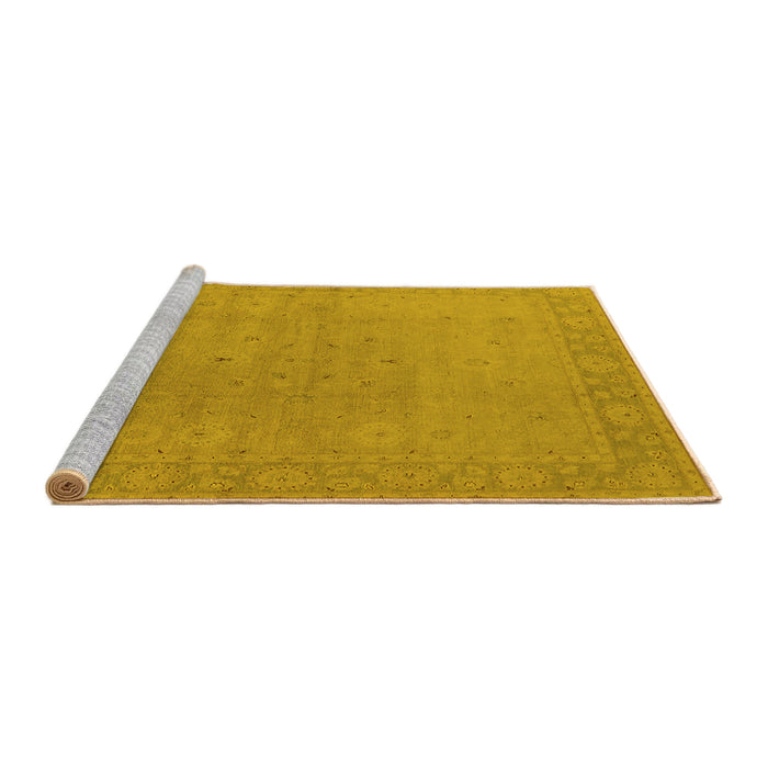 Sideview of Machine Washable Oriental Yellow Traditional Rug, wshurb796yw