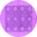 Round Machine Washable Oriental Purple Traditional Area Rugs, wshurb797pur