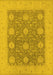 Machine Washable Oriental Yellow Traditional Rug, wshurb797yw