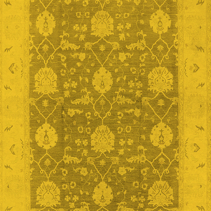 Machine Washable Oriental Yellow Traditional Rug, wshurb797yw
