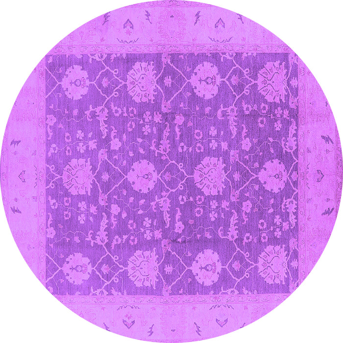 Round Oriental Purple Traditional Rug, urb797pur