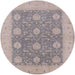 Round Mid-Century Modern Rose Purple Oriental Rug, urb797