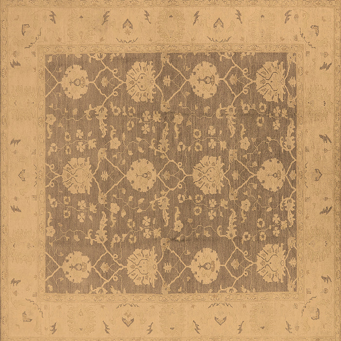 Square Oriental Brown Traditional Rug, urb797brn