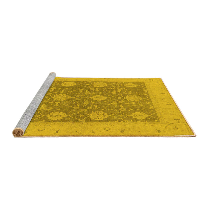 Sideview of Machine Washable Oriental Yellow Traditional Rug, wshurb797yw