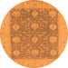 Round Oriental Orange Traditional Rug, urb797org